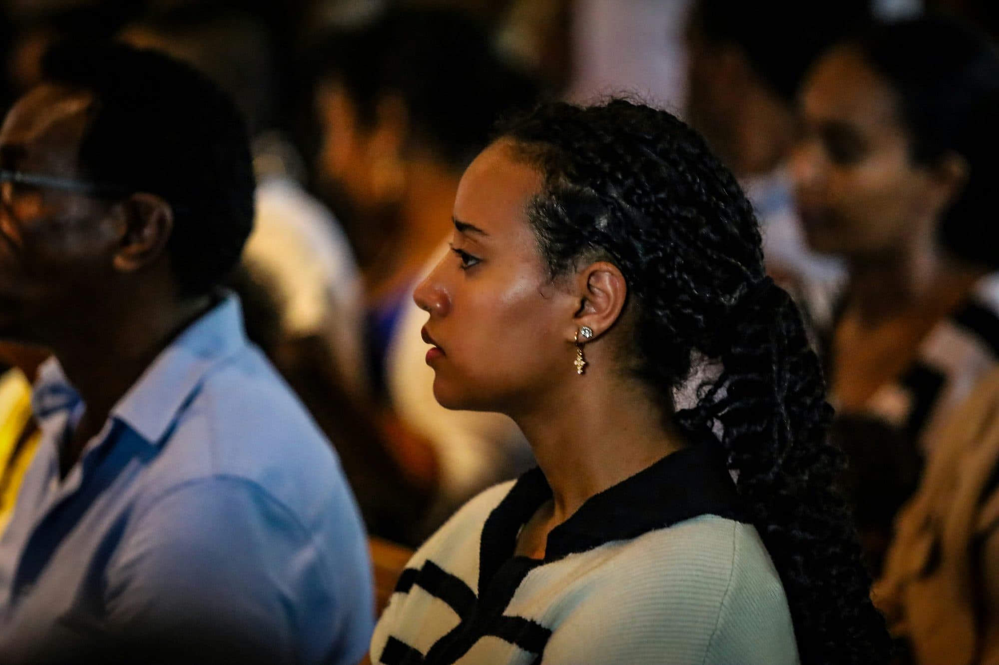 A congregation in worship